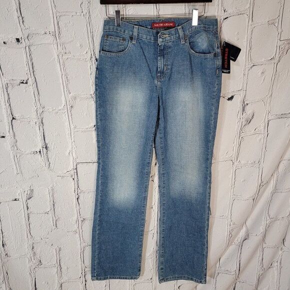 Nautica Jeans 8x33 Long Stretch Denim Straight Leg High Rise Light Wash Normcore - Picture 1 of 6